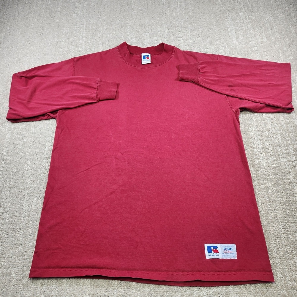 Vintage Russell Athletic Shirt Men Large Red USA Made High Cotton